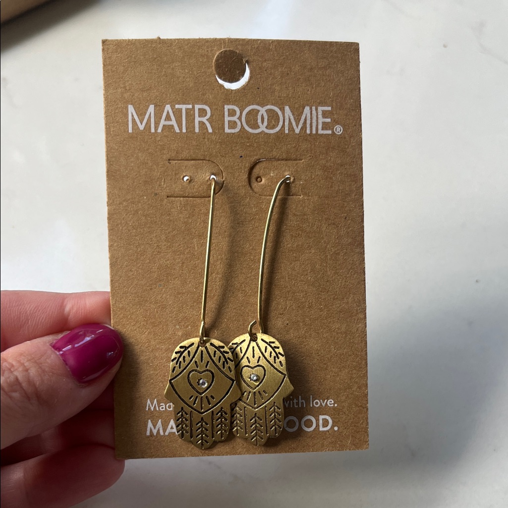 Matr Boomie Gold Hamsa Earrings 12$